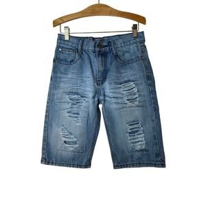 DENIM & RIVETS Boy’s Distressed Bermuda Jean Shorts / Size: 14